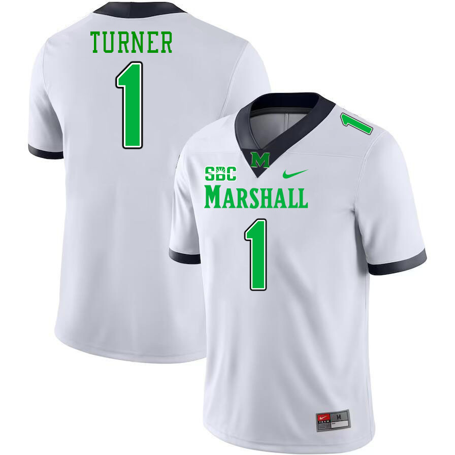 Marshall Thundering Herd #1 Zion Turner College Football Jerseys,Uniforms-White